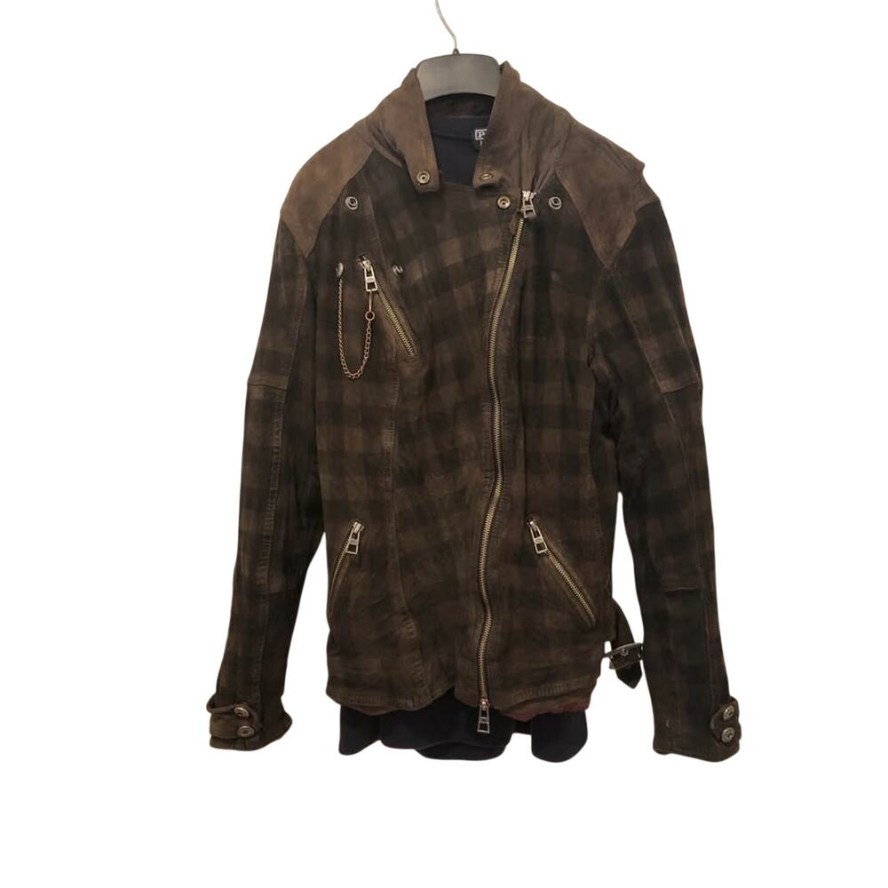 Rare H-D Women's Haunt Plaid Sueded Leather Moto Jacket - XL